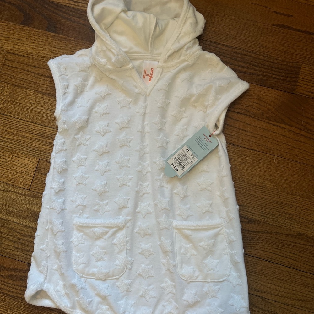 Cat & Jack White Star Kids Hooded Coverup